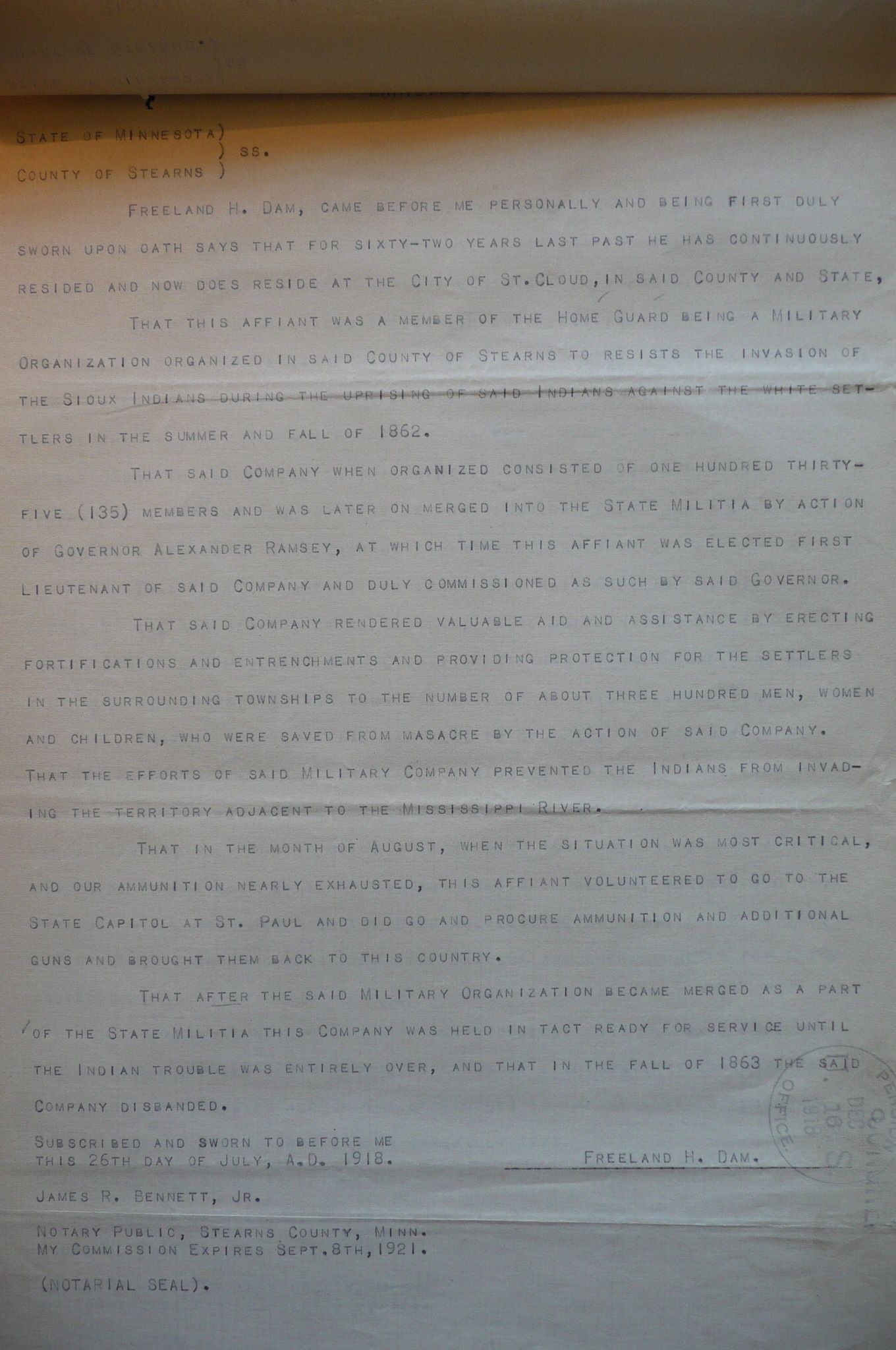 Soldier's Affidavit of Service