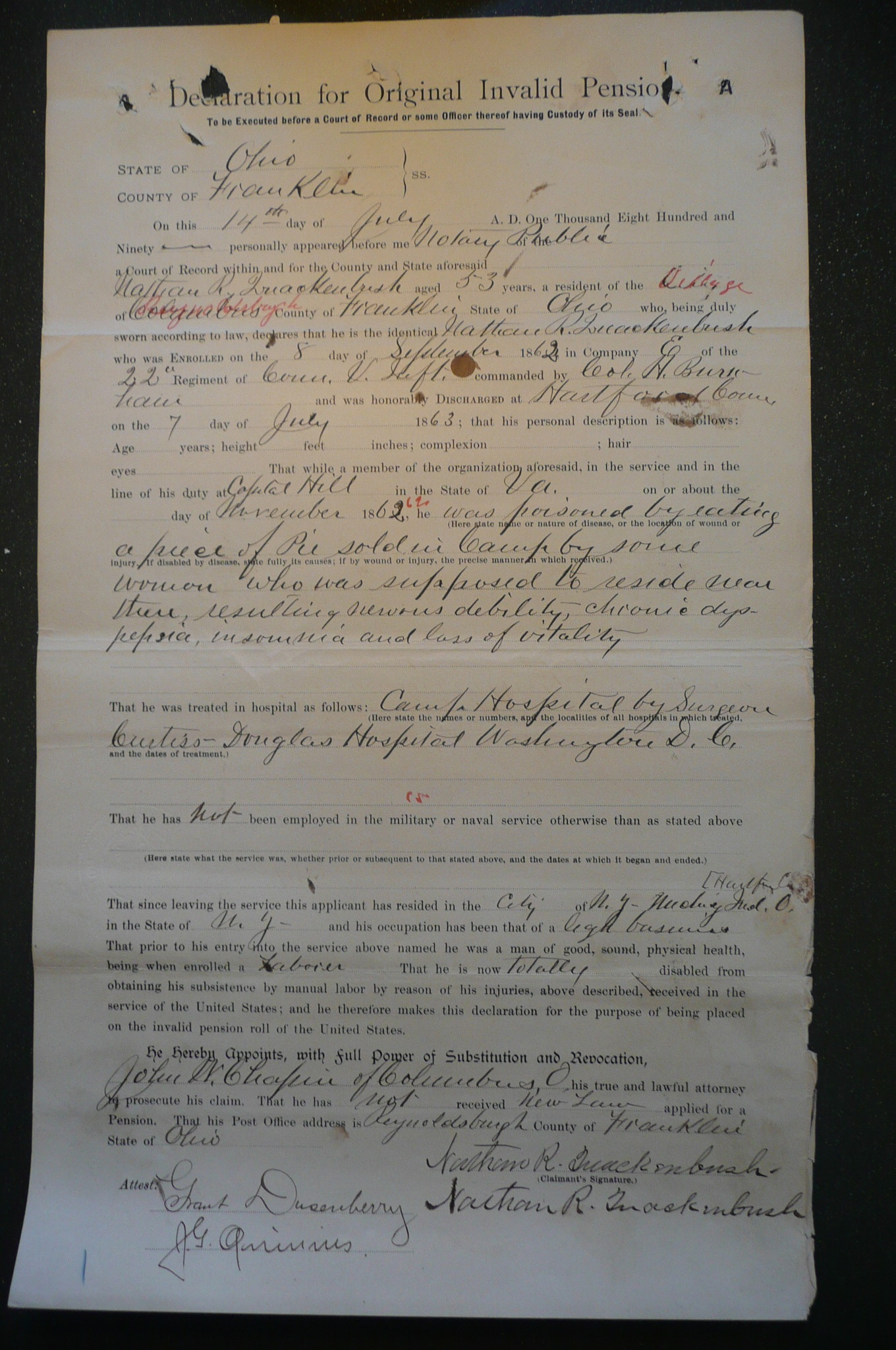 Soldier's Pension Declaration