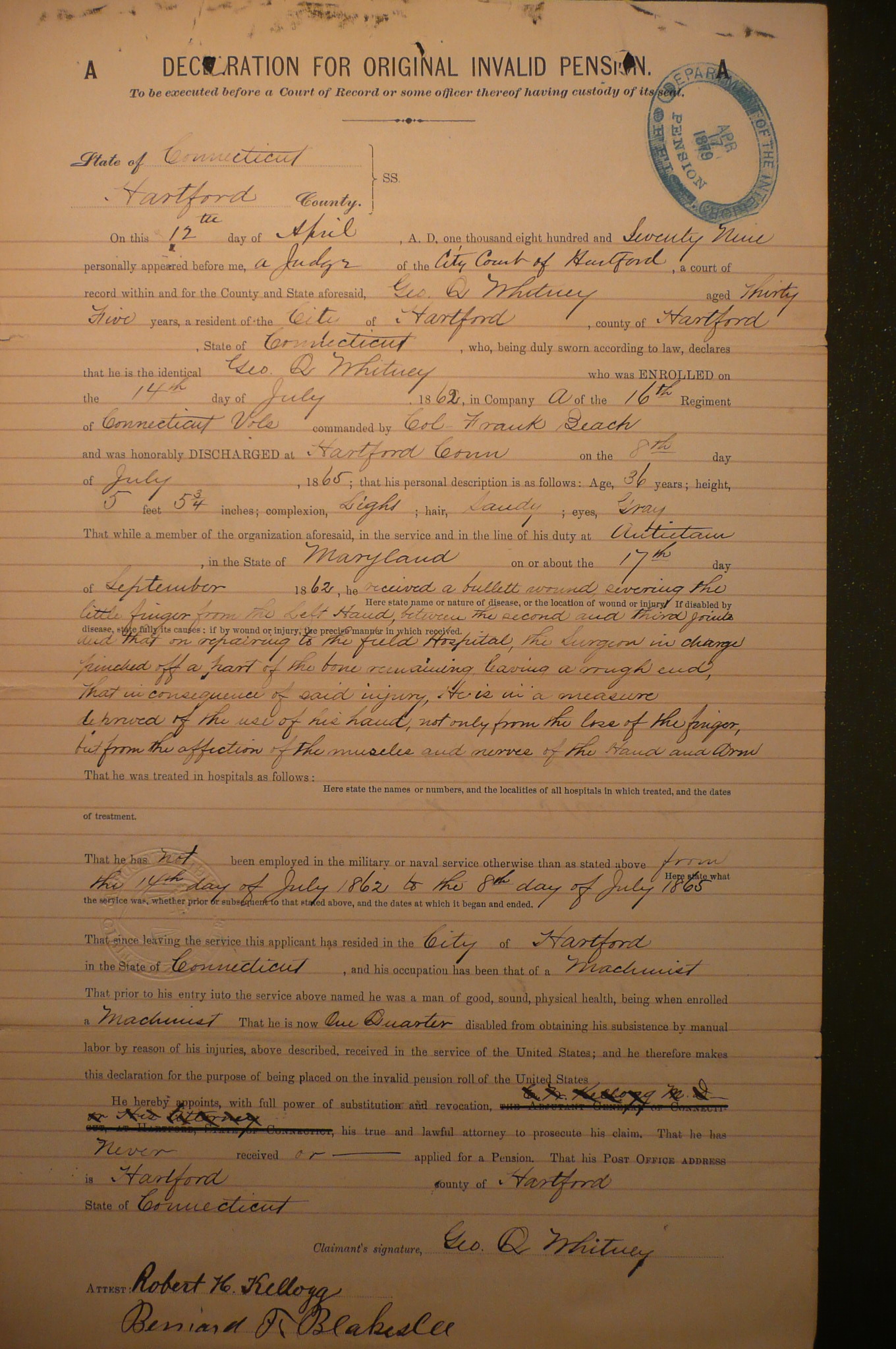 Soldier's Declaration for Original Invalid Pension