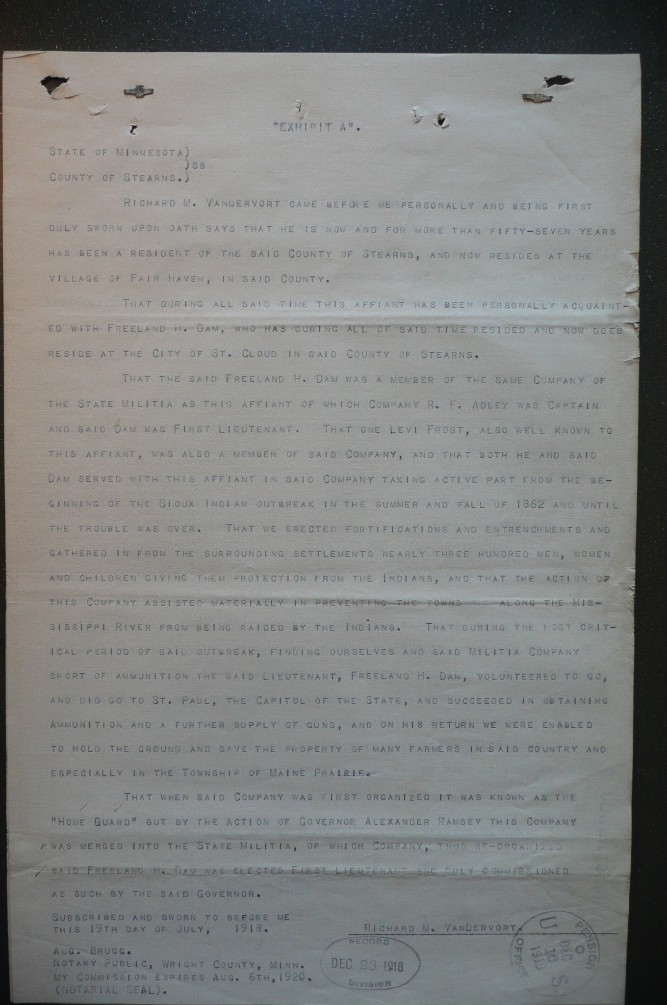 Affidavit Supporting Service