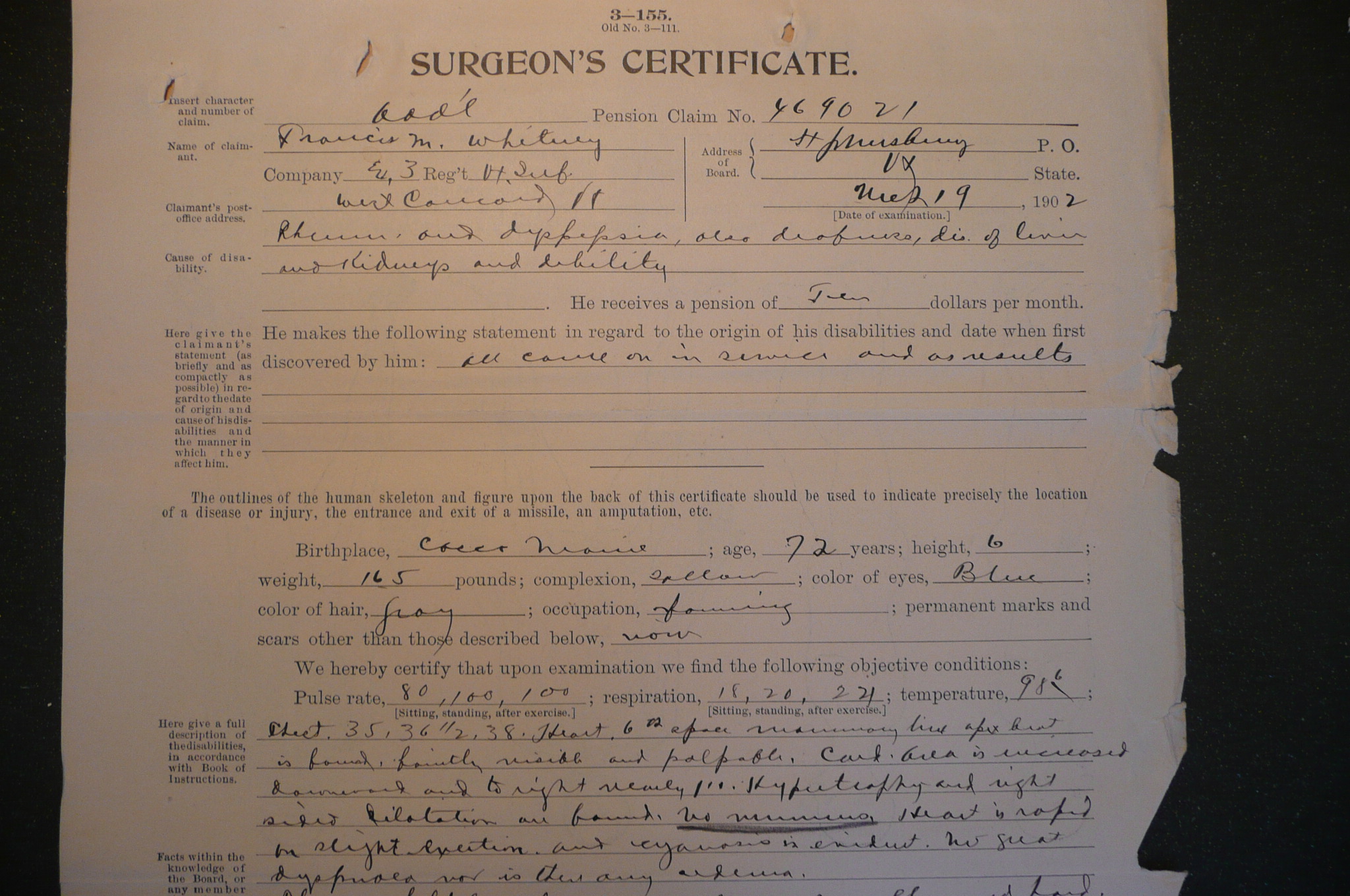 Widow's Application, 1902
