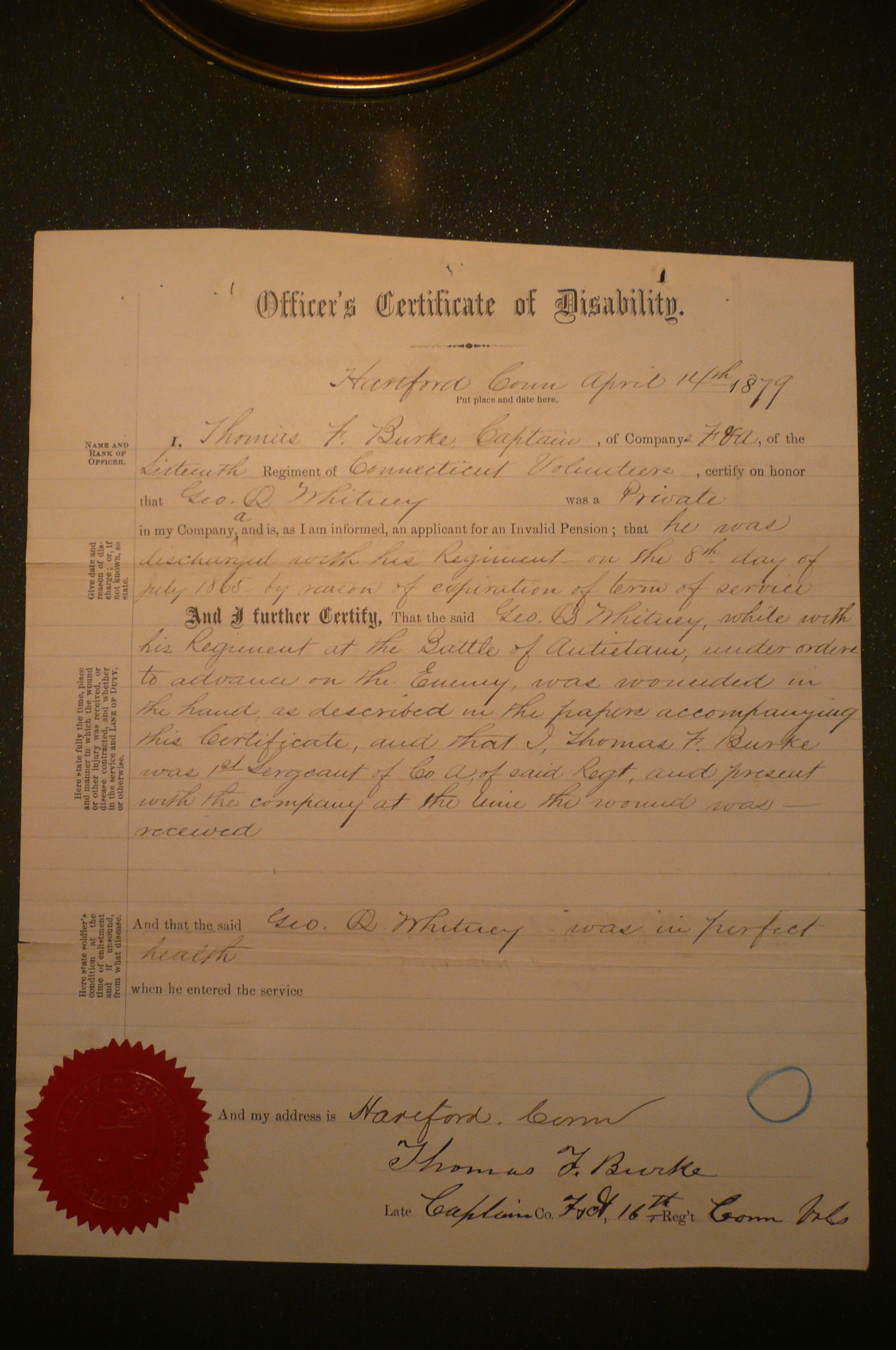 Certificate of Disability